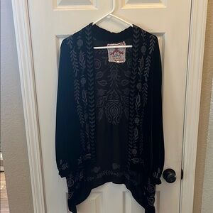 Johnny Was Black Embroidered Cardigan